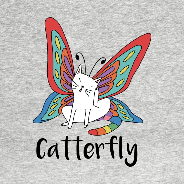 Cute Catterfly Cat Butterfly Pun by Freid